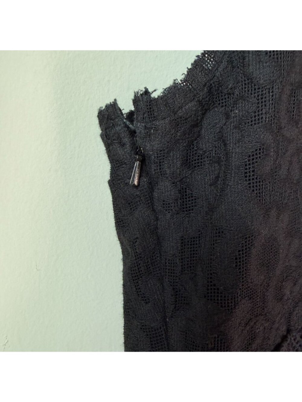 Free People Daisy Chain Lace Crochet Trim Mini Dress Black L Whimsygoth Boho - Picture 5 of 7